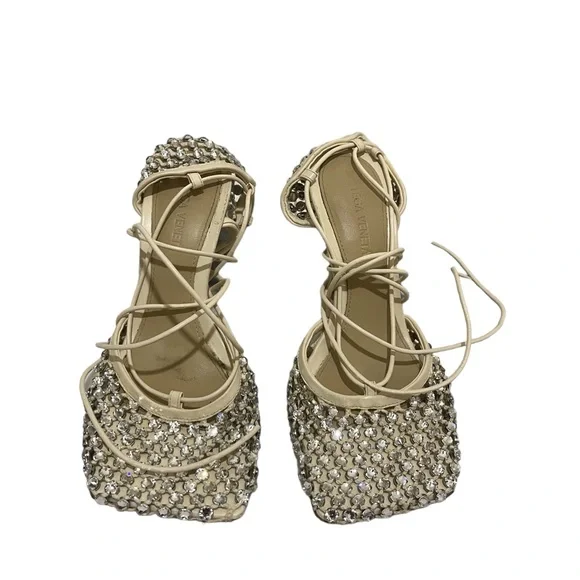 BOTTEGA VENETA Sparkle Stretch Lace-Up Sandal - Picture 3 of 9